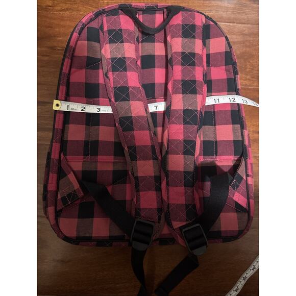 NEW Vera Bradley Iconic Campus Backpack Garnet Buffalo Check Christmas Red Plaid - Picture 15 of 16
